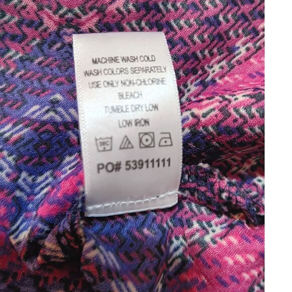 CATHERINES Blouse Tunic Top Plus 1X Career Office Dressy Tie Cuffs Pink Purple - Picture 7 of 9